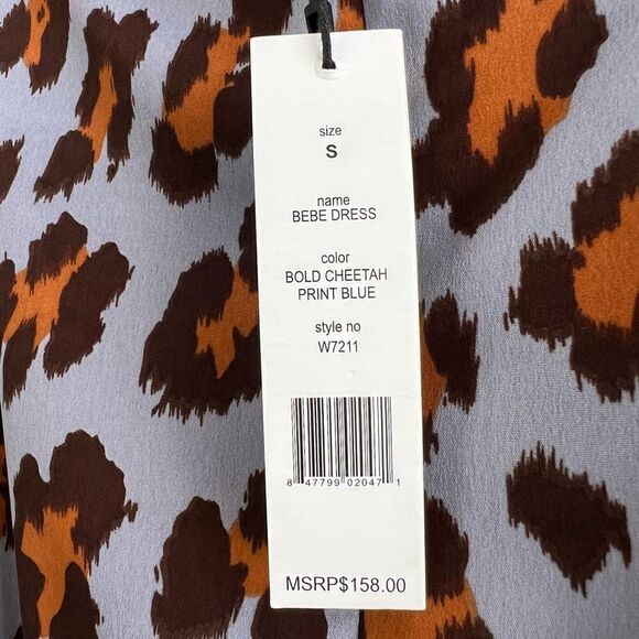 W118 Walter Baker Bold Blue Leopard Print Sleeveless Midi Cocktail Dress Small - Picture 10 of 13